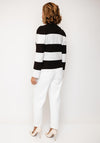 Monari Block Striped Knit Cardigan, Brown and White