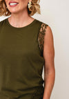 Monari Lace Detail Sleeveless Top, Green