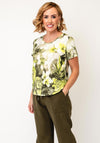 Monari Botanical Print with Rhinestone Detail T-Shirt, Green Multi