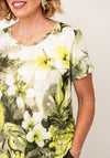 Monari Botanical Print with Rhinestone Detail T-Shirt, Green Multi
