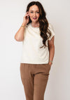 Monari Round Neckline with Rhinestone Detail Vest, Cream