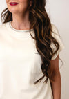 Monari Round Neckline with Rhinestone Detail Vest, Cream