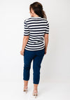 Monari Striped V-Neck T-Shirt, Navy and White