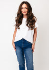 Monari Diamante Detail Cap Sleeve T-Shirt, White