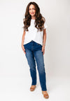 Monari Diamante Detail Cap Sleeve T-Shirt, White