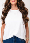 Monari Diamante Detail Cap Sleeve T-Shirt, White