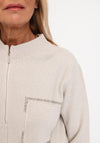 Monari Shimmer Full Zip Cardigan, Beige