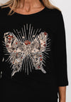 Monari Butterfly Print Top, Black