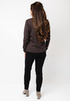 Monari Rhinestone Inscription Print Long Sleeve Top, Brown