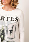 Monari Graphic Print Rhinestone Embellished Top, Beige