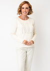 Monari Round Neck with Stud and Rhinestone Detail Top, Cream
