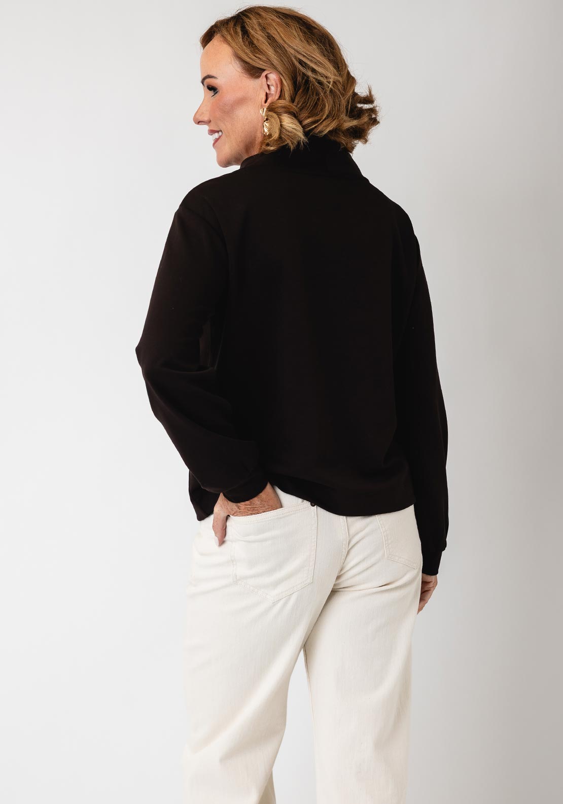 Monari High Neck Motif Sweatshirt, Brown