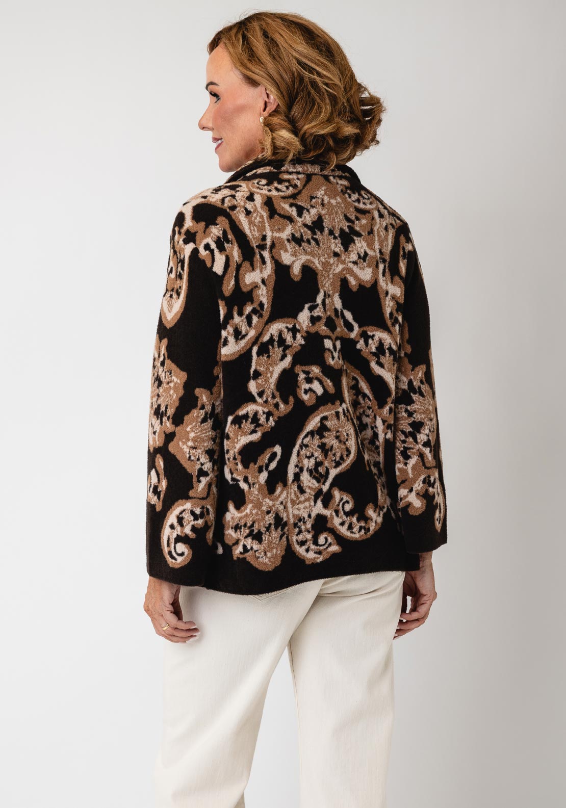 Monari Paisley Knit Blazer, Brown