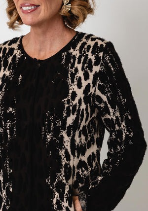 Monari Leopard Knit Jacket, Brown