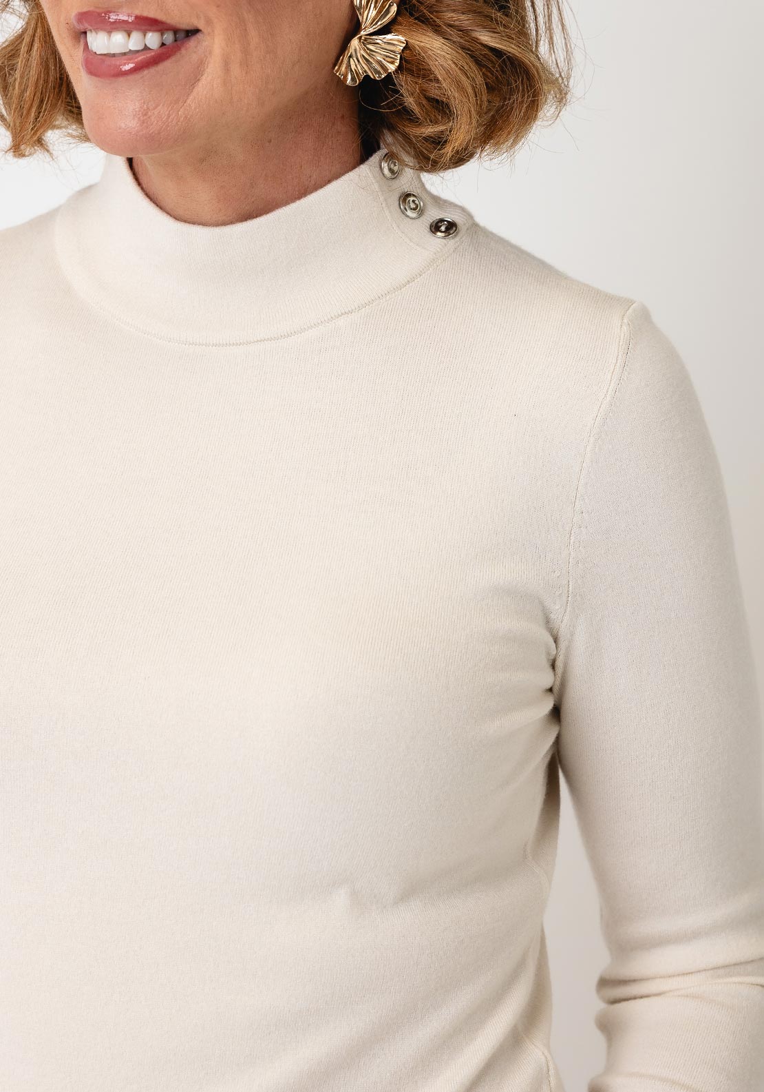 Monari Soft Knit High Neck Sweater, Cream