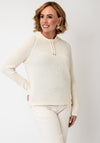 Monari Cotton High Neck Jumper, Cream