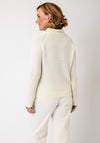 Monari Cotton High Neck Jumper, Cream