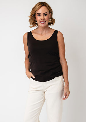 Monari Round Neckline Sleeveless Vest, Brown