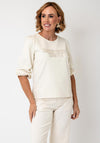Monari Rhinestone Graphic Sweatshirt, Cream
