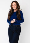 Monari Lace Trim Long Sleeve Top, Dark Blue