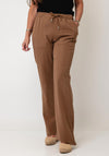 Monari Elasticated Waist Wide Leg Trousers, Tan