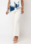 Monari Casual with Logo Waistband Wide Leg Trousers, Cream