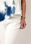 Monari Casual with Logo Waistband Wide Leg Trousers, Cream