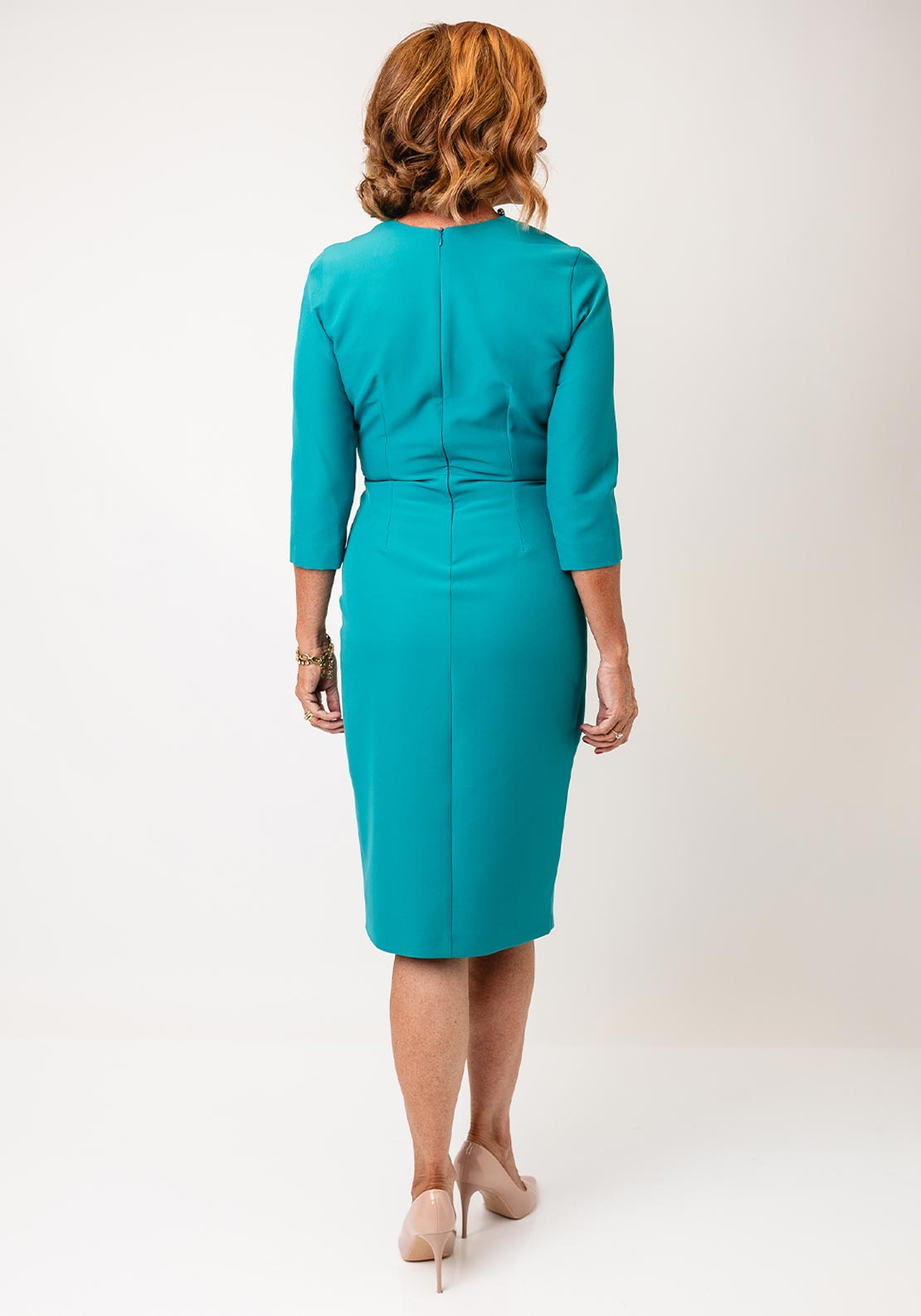 Moncho Heredia Faux Wrap Pencil Dress, Green