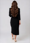 Moncho Heredia Wrap Ruffle Detail Pencil Dress, Black