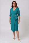 Moncho Heredia Faux Wrap Pencil Midi Dress, Green
