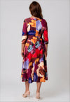 Moncho Heredia Brush Stroke Print Midi Dress, Wine Multi