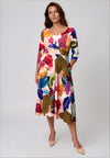 Moncho Heredia Brush Stroke Print Midi Dress, Ivory Multi