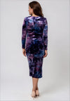 Moncho Heredia Velvet Ruched Pencil Dress, Purple