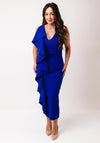 Moncho Heredia Frill Panel V Neck Pencil Dress, Royal Blue