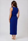 Moncho Heredia Frill Panel V Neck Pencil Dress, Royal Blue