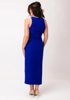 Moncho Heredia Frill Panel V Neck Pencil Dress, Royal Blue