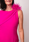Moncho Heredia Asymmetric Feather Brooch Dress, Pink