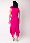 Moncho Heredia Asymmetric Feather Brooch Dress, Pink