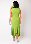 Moncho Heredia Asymmetric Feather Brooch Dress, Green
