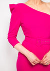 Moncho Heredia One Shoulder Belted Pencil Dress, Fuchsia
