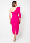 Moncho Heredia One Shoulder Belted Pencil Dress, Fuchsia