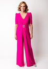 Moncho Heredia Diamante Belt Wide Leg Jumpsuit, Fuchsia Pink
