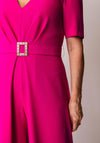 Moncho Heredia Diamante Belt Wide Leg Jumpsuit, Fuchsia Pink