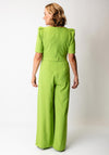 Moncho Heredia Diamante Belt Wide Leg Jumpsuit, Green