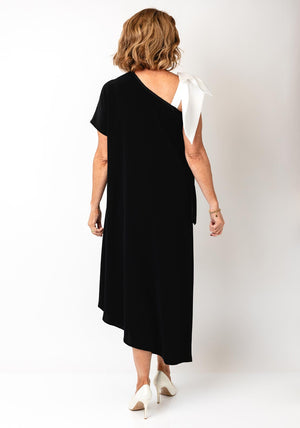 Monessa Joan Críoa Bow Shoulder Dress, Black & Ivory