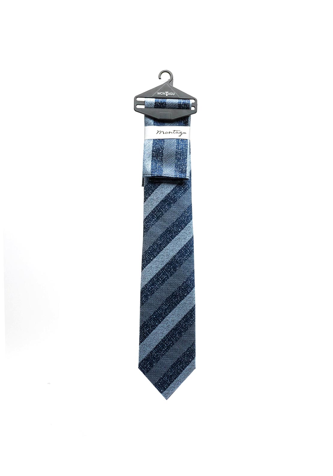 Montagu Diagonal Stripe Print Tie & Pocket Square Set, Blue Navy