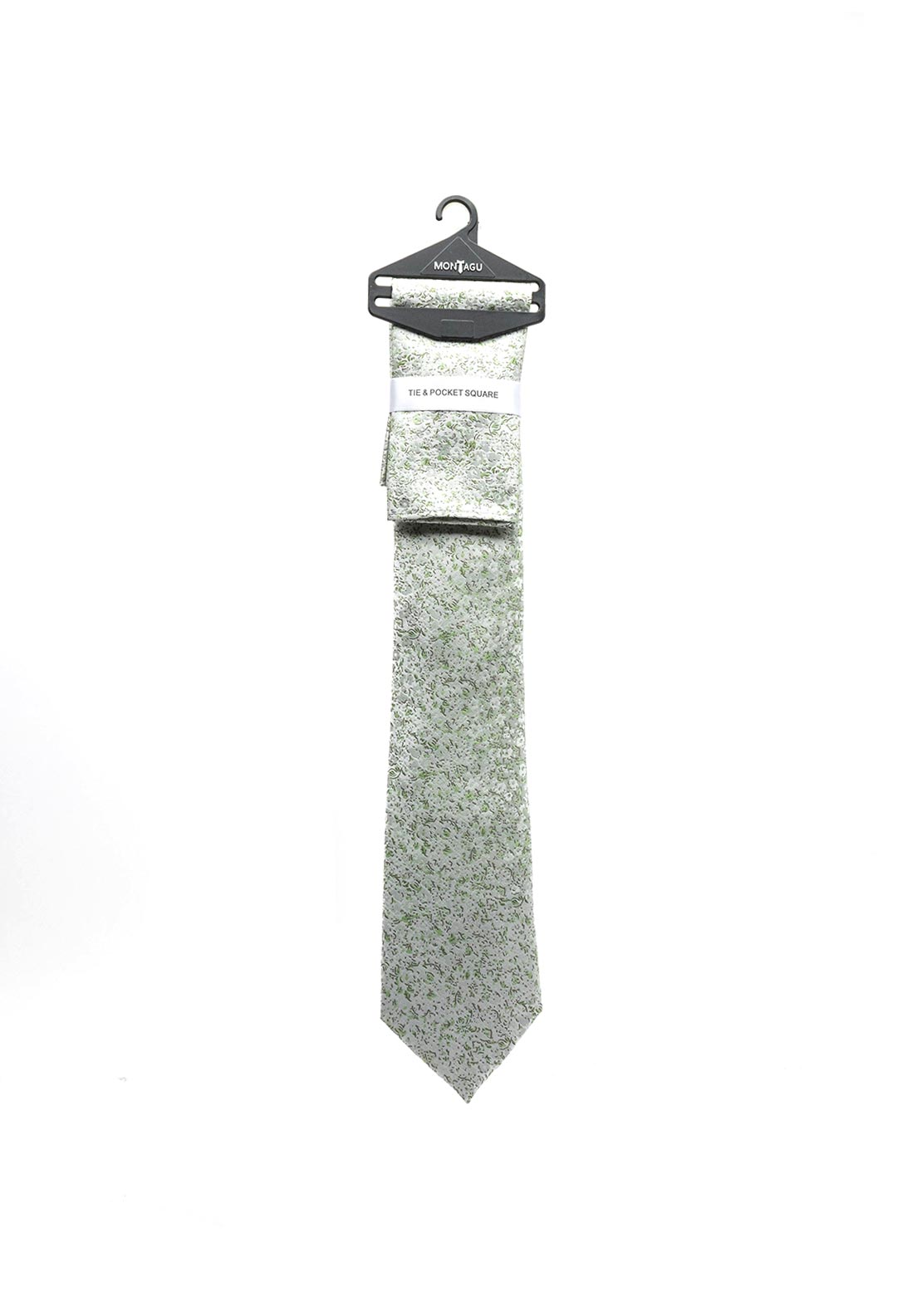 Montagu Leafy Abstract Print Tie & Pocket Square Set, Mint