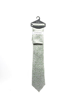 Montagu Leafy Abstract Print Tie & Pocket Square Set, Mint