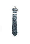 Montagu Gothic Floral Print Tie & Pocket Square Set, Green
