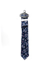 Montagu Gothic Floral Print Tie & Pocket Square Set, Navy